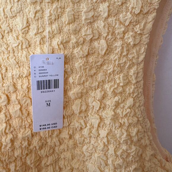 NWT Anthropologie Textured Mini Shift Dress Yellow Sleeveless Stretch Size M - Picture 4 of 10